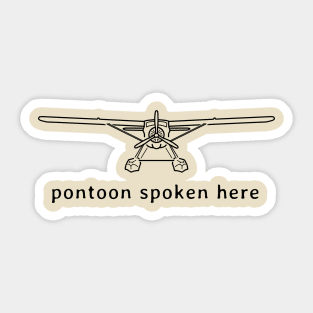 Floatplane line drawing "pontoon spoken here" black Sticker